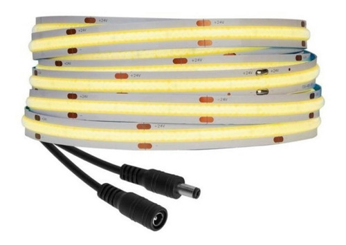 Tira Led Cob 12v 5m Luz Continua Potente Blanca Calida