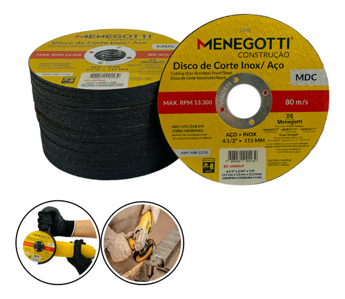 5x Discos De Corte Inox/ Aço 4.5 X1.2mm 115mm Alta Precisão