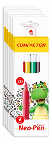 Caneta Hidrocor Neopen Lavável 6 Cores 71000 Compactor 5est