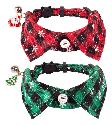 Collares Navideños Para Gatos Con Pajarita, Paquete De 2 Col