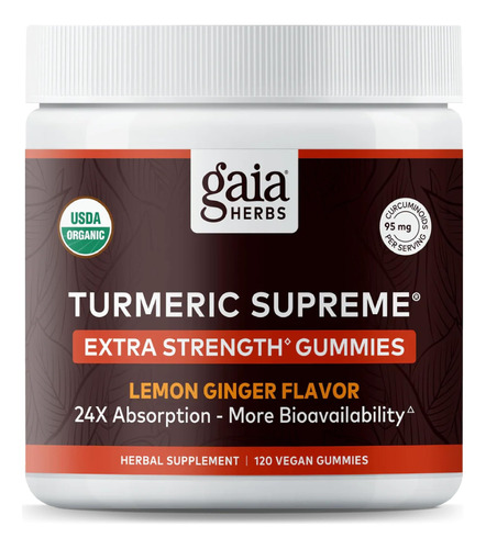 Gaia Herbs Gomitas De Cúrcuma Supreme Extra Fuertes. Apoya.