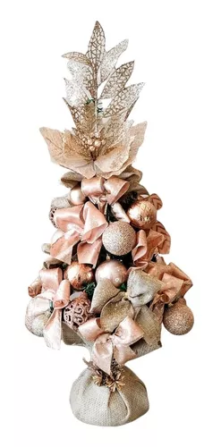 Árvore Natal Decorada Rose Gold Luxo Montada 75cm | Mercado Livre