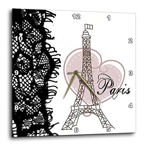 3drose Dpp_162268_1 Paris Torre Eiffel Con Corazon Y Reloj 