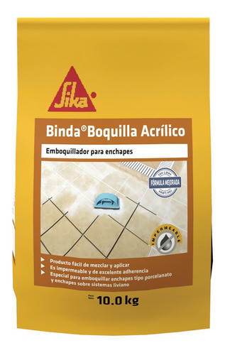 Sika Binda Boquilla Acrílico Mortero Impermeable Blanco 10kg