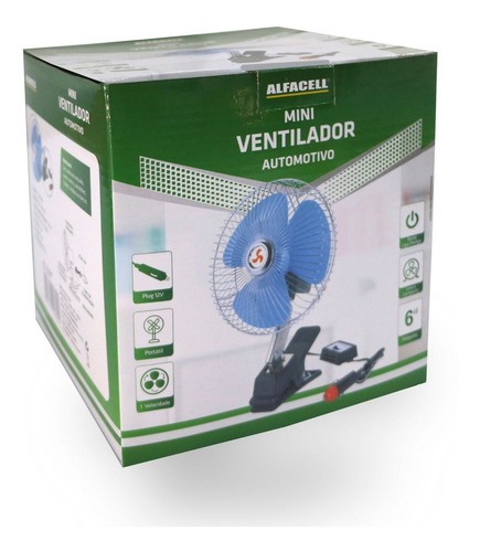 Imagem 4 de 5 de Mini Ventilador Automotivo 12v (17cm) 6 Polegada Com Grampo