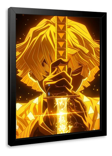 Quadro Poster Zenitsu Neon Demon Slayer