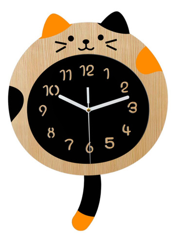 Reloj De Pared De Animales Con Cola, Grano De Madera