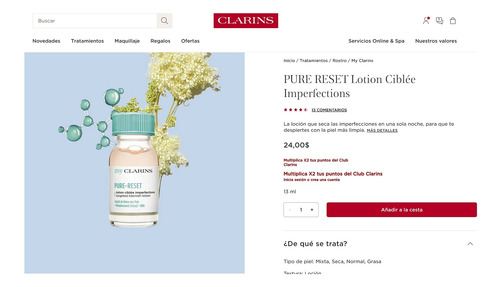 Locion Clarins Pure Reset Imperfeciones Rostro 13ml Todo Tipo De Piel Día/noche