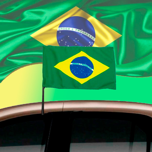 Kit 12 Bandeiras Do Brasil Vidro Carro Poliéster Resistente