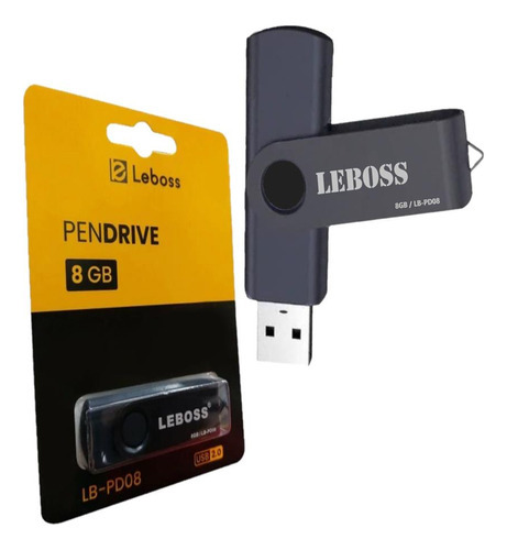 Pendrive 8gb Leboss Usb 2.0 Flash Drive Alta Velocidade Cor Preto Liso