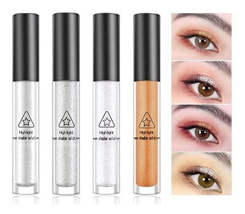 Juego De Sombras De Ojos Con Resaltado Líquido De 4 Colore.