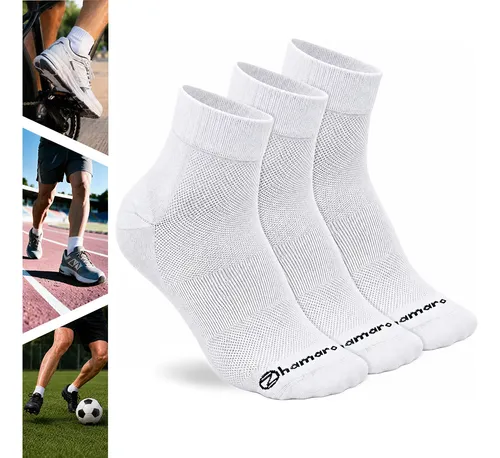 Kit 3 Pares Meias Poliamida Cano Médio Zhamaro Performance Todas Brancas Lisa M - 34 A 39