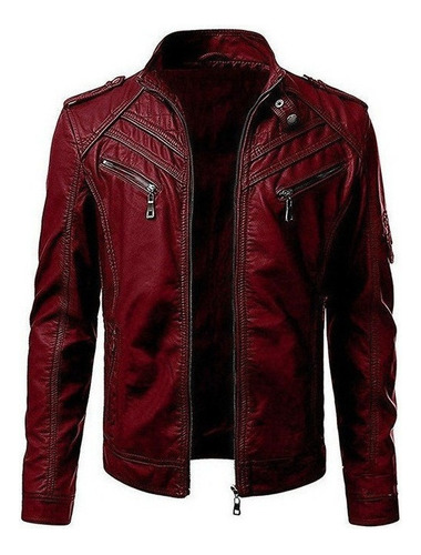 Chaqueta Hombre Invierno Chaqueta De Piel Sintética Biker Mo