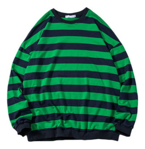 Sudadera De Rayas Para Hombre Con Cuello Redondo