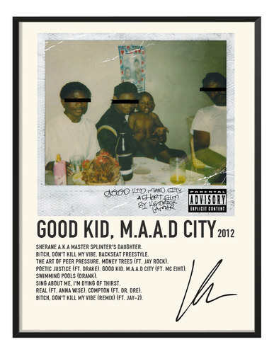 Cuadro Kendrick Lamar Music Album Tracklist Goodkid Mad City