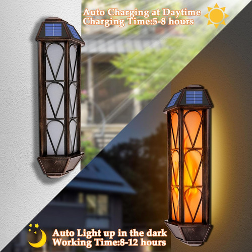 Luces Solares De Llama Para Exteriores Con 74 Led Parpadeant