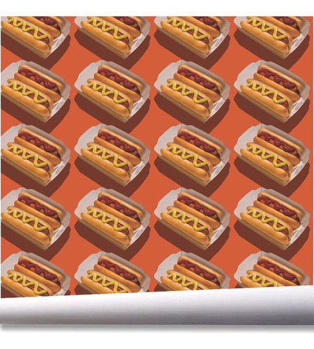 Papel De Parede Hot Dog Cachorro Quente Fastfood Lanche A728