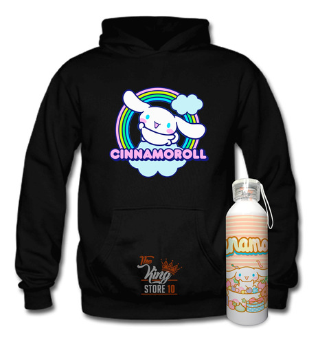 Poleron + Botella, Cinnamoroll, Personaje Infantil, Serie Animada, Xxxl