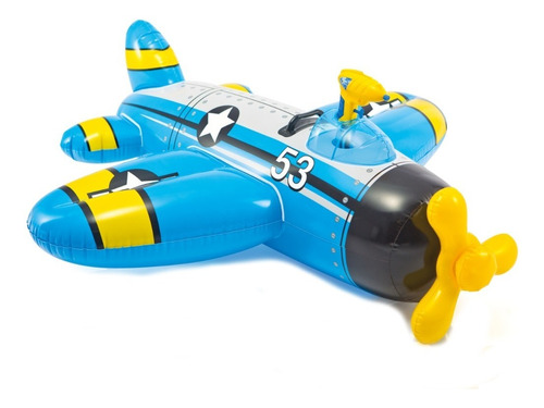 Colchoneta  Inflable Flotador Intex Avion  Azul 132 X 130 Cm