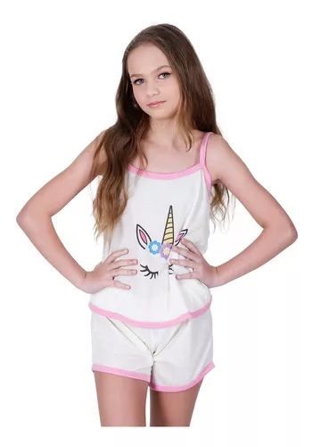 Kit Pijama De Criança Menina Camiseta E Short Verão Calor Personagens 02 04 06 08 10 Anos  - Barato  Kit Com 4 Unidades | Parcelamento sem juros-> 