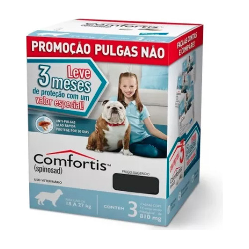 Combo 3 Meses Comfortis 810mg  Antipulgas Cães  18 A 27kg