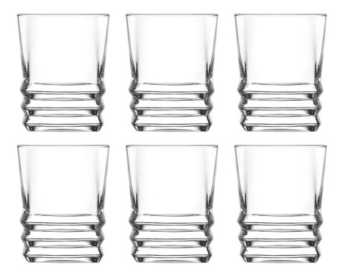 Set X6 Vasos De Vidrio Elegan Lav Whisky Bajo 315cc En Caja 