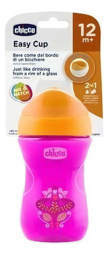 Taza fácil Chicco 696110 para niña, lisa, rosa y naranja, 12 m o más
