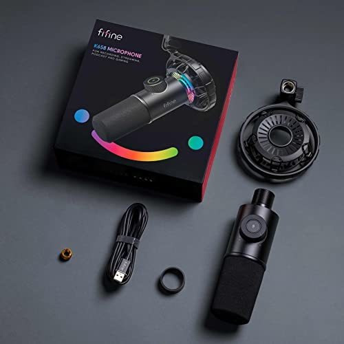 Micrófono Gaming Usb Fifine, Rgb Con Botón De Silencio,
