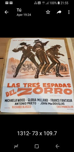 Antiguo Afiche De Cine Orig.el Zorro- Envio 