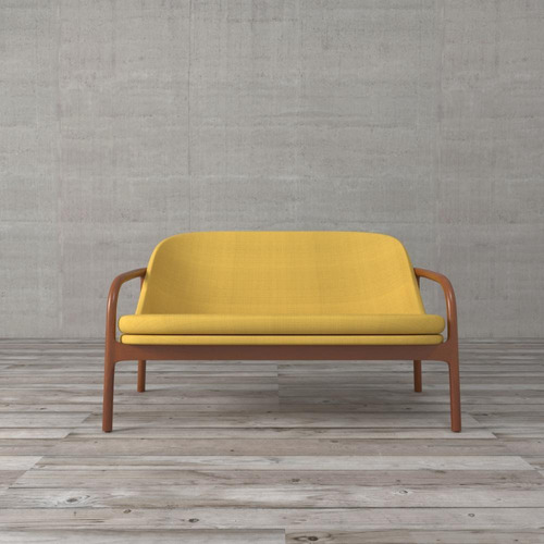 Sofá De 2 Lugares Hout Amarelo 130cm