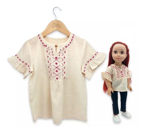 Imagen 2 de 2 de Blusa Bordada Bff Se Amable- Conjunto Nena Muñeca Witty Girl