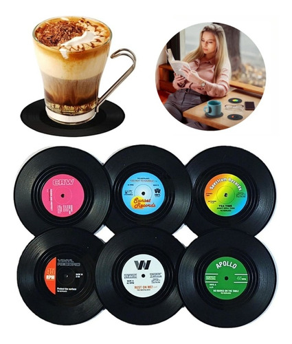 Posavasos De Vinilos - 6 Posavasos De Disco Moda Estilo Bar