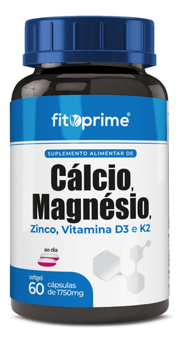Suplemento en cápsulas de calcio, magnesio y zinc, vitamina D3, vitamina K2, Fitoprime Pot, 60 cápsulas de gelatina blanda