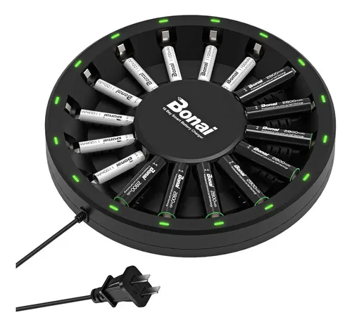 Pilas Recargables AA De Litio BONAI - 1.5V, 3600 MWh, 8 Unidades Con Cargador Rápido USB-C - Para Cámaras, Juguetes, Mandos