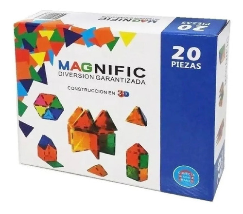 Imagen 2 de 3 de Bloques para armar magnéticos Magnific KBM-20ARU en caja