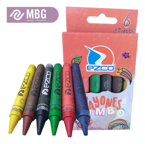 Imagen 5 de 7 de Crayones De Cera Jumbo X 6 Colores Ezco