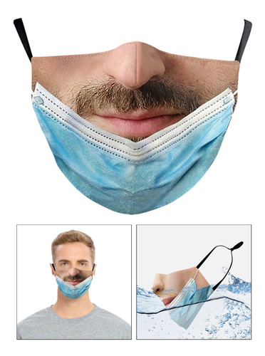 2x Mascarilla De Broma Reutilizable Lavable Ajustable