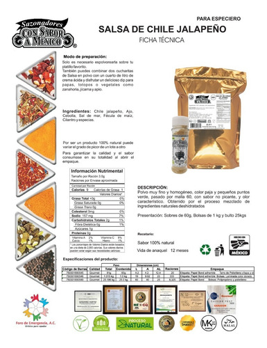 Salsa Chile Jalapeño Deshidratada Polvo De 1kg 100% Natural