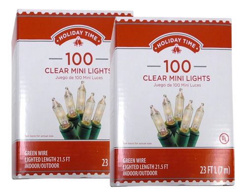 100 Luces Pequeñas Transparentes Con Cable Verde Para Interi