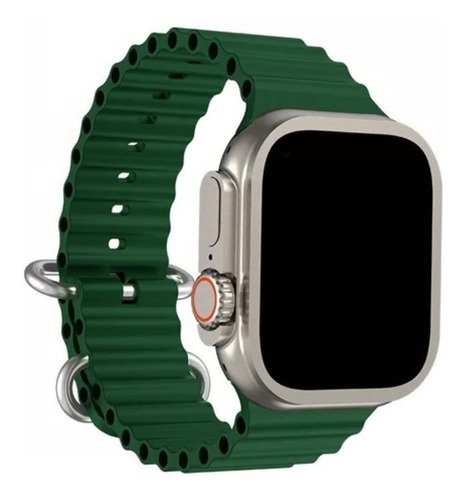 Pulseira Oceano Para Apple Watch Ultra 40 41 42 44 45mm 49mm Cor Verde Militar Largura 49.45 Mm