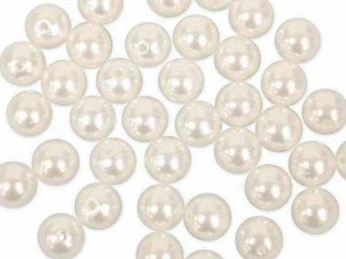 300 Perlitas Naturales 6mm Plástico Pasantes. Oferta!