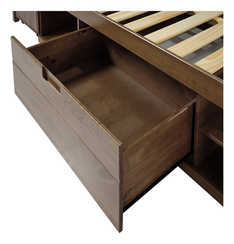 Cama King Multifuncional Madeira Maciça Irara Cabecasa Wt