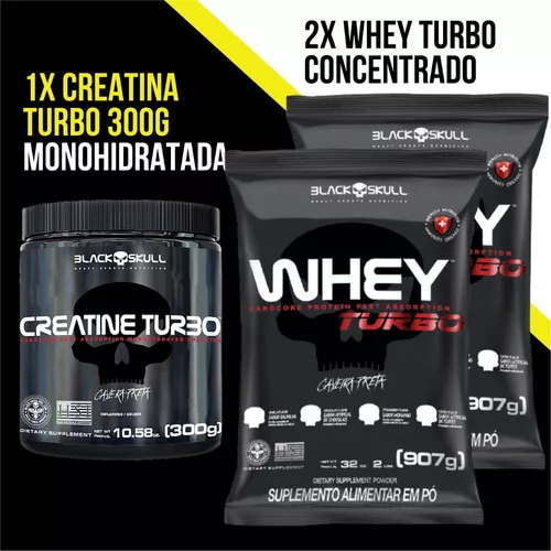 Kit 2x Whey Concentrado 907g Hipercalórico 1x Creatina 300g Sabor Baunilha