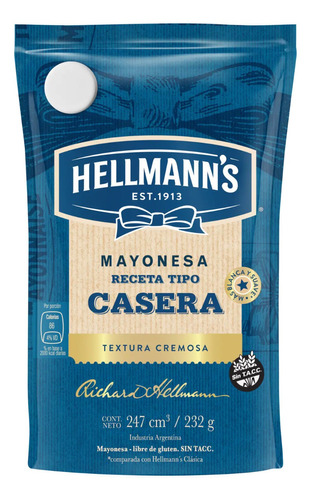 Mayonesa Hellmanns Receta Tipo Casera Doypack X 232 Gr