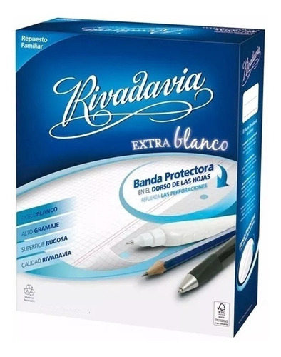 Repuesto Rivadavia N°3 480 Hj Rayado Extra Blanco Con Banda