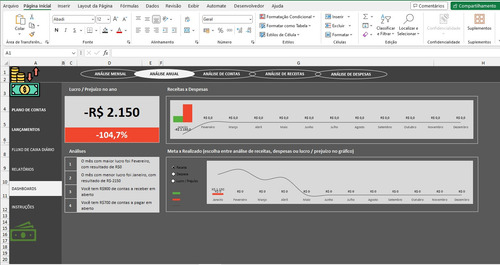 Planilha De Fluxo De Caixa Com Dashboard Em Excel