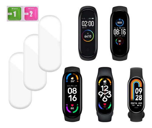 Micas De Hidrogel Para Xiaomi Mi Band 3,4,5,6,7,8,etc/ 3 Und