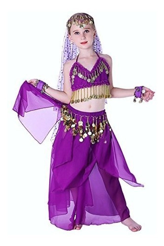 Magogo Fiesta De Disfraces De Danza Del Vientre De Las Niñas Traje De Brillante, Ropa De Princesa árabe Para Niños Ropa De Baile De Cosplay | lagear.com.ar