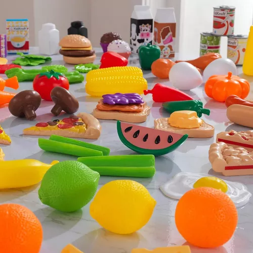 Juego de cortar comida para niños pequeños, juguete de cocina de 150  piezas, accesorios de frutas