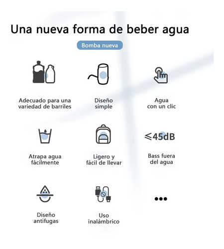 Bomba Eléctrica Dispensadora De Agua Recargable Usb